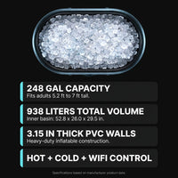 Cold Plunge Tub, 248 Gallon, 1 Horsepower, Heavy-Duty Ice Bath Tub for Athletes with Hot & Cold, Portable Inflatable Plunge Chiller with Water Treatment Kit, Immersion Therapy, Wifi (Black, 1 Set) — Results & Stats