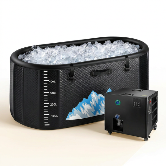 Cold Plunge Tub, 248 Gallon, 1 Horsepower, Heavy-Duty Ice Bath Tub for Athletes with Hot & Cold, Portable Inflatable Plunge Chiller with Water Treatment Kit, Immersion Therapy, Wifi (Black, 1 Set) — Studio Shot