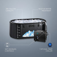 Cold Plunge Tub, 248 Gallon, 1 Horsepower, Heavy-Duty Ice Bath Tub for Athletes with Hot & Cold, Portable Inflatable Plunge Chiller with Water Treatment Kit, Immersion Therapy, Wifi (Black, 1 Set) — infographic