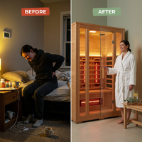 Infrared Home Sauna Room for 2 Persons Sauna Spa Room Hemlock Wood Infrared Sauna Cabin Dry Sauna with Full Spectrum Radiator, LED Light, Bluetooth, MP3, USB (2 Person Sauna Room) — Before & After
