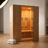 Infrared Home Sauna Room for 2 Persons Sauna Spa Room Hemlock Wood Infrared Sauna Cabin Dry Sauna with Full Spectrum Radiator, LED Light, Bluetooth, MP3, USB (2 Person Sauna Room) — Studio Shot