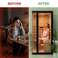Infrared Sauna 1 Person Far Infrared Sauna Low EMF Indoor Sauna with Starry Light Ceiling Speakers Personal Dry Sauna for Home Gym Spa Fast Heating Easy Assembly 30.7X 30.7X62.2 — Before & After