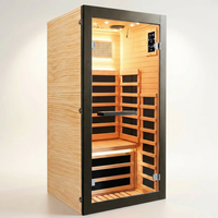 Infrared Sauna 1 Person Far Infrared Sauna Low EMF Indoor Sauna with Starry Light Ceiling Speakers Personal Dry Sauna for Home Gym Spa Fast Heating Easy Assembly 30.7X 30.7X62.2 — Studio Shot