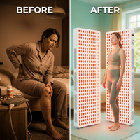 Red Light Therapy Full Body Panel, 480/630/660/810/830/850/1060Nm Blue Red near Infrared Light Device with 480 Dual Chip Clinical Grade Leds, Remote Control, Timer for Face, Body, BO-2400 — Before & After