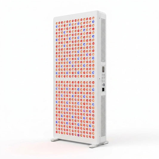 Red Light Therapy Full Body Panel, 480/630/660/810/830/850/1060Nm Blue Red near Infrared Light Device with 480 Dual Chip Clinical Grade Leds, Remote Control, Timer for Face, Body, BO-2400 — Studio Shot