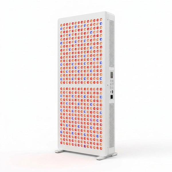 Red Light Therapy Full Body Panel, 480/630/660/810/830/850/1060Nm Blue Red near Infrared Light Device with 480 Dual Chip Clinical Grade Leds, Remote Control, Timer for Face, Body, BO-2400 — Studio Shot